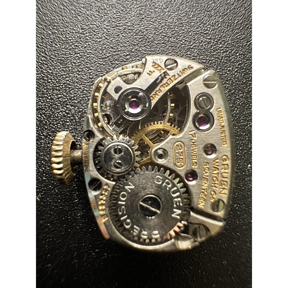 Vintage Gruen Precision‎ 17 jewel ladies wrist watch movement w/ dial & hands - Picture 2 of 4